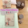 Fasisa Throw Pillow for Sofa & Blanket 2 in 1, Textured Decorative Square Pillow Case with Insert 18