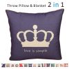 Fasisa Throw Pillow for Sofa & Blanket 2 in 1, Textured Decorative Square Pillow Case with Insert 18