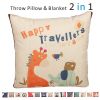 Fasisa Throw Pillow for Sofa & Blanket 2 in 1, Textured Decorative Square Pillow Case with Insert 18