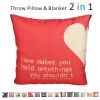 Fasisa Throw Pillow for Sofa & Blanket 2 in 1, Textured Decorative Square Pillow Case with Insert 18