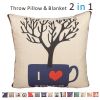 Fasisa Throw Pillow for Sofa & Blanket 2 in 1, Textured Decorative Square Pillow Case with Insert 18
