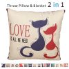 Fasisa Throw Pillow for Sofa & Blanket 2 in 1, Textured Decorative Square Pillow Case with Insert 18
