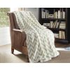 JML Flannel Blanket Sofa Couch Throw Blanket Super Soft,Pet,Travel,Home,Bed,Chair Decor- Chevron Green