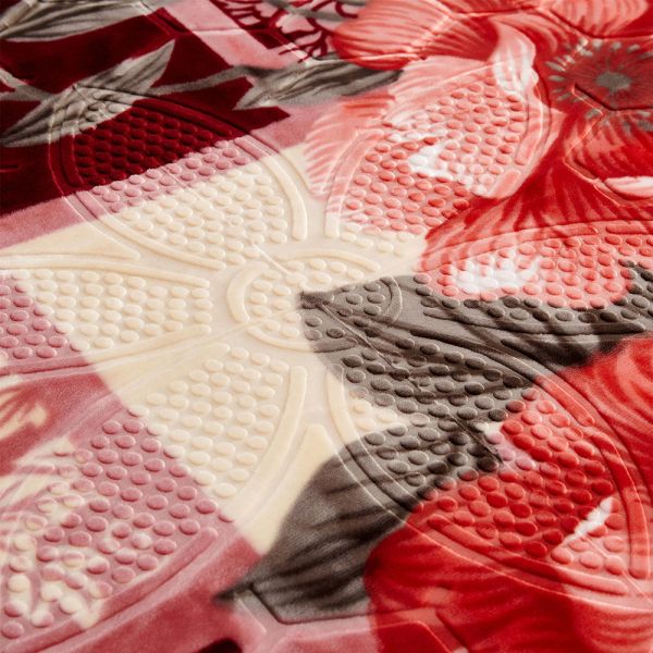 JML Fleece Blanket King Size, Heavy Korean Mink Blanket 85 X 95 Inches- 9 Lbs, Single Ply, Soft and Warm, Thick Raschel Printed Mink Blanket for Autumn,Winter,Bed,Home,Gifts, Burgundy Flower 