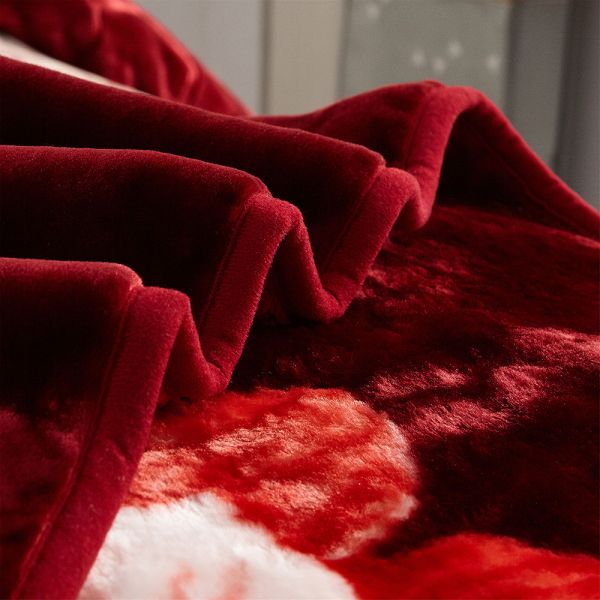 JML Fleece Blanket King Size, Heavy Korean Mink Blanket 85 X 95 Inches- 9 Lbs, Single Ply, Soft and Warm, Thick Raschel Printed Mink Blanket for Autumn,Winter,Bed,Home,Gifts, Burgundy Flower 