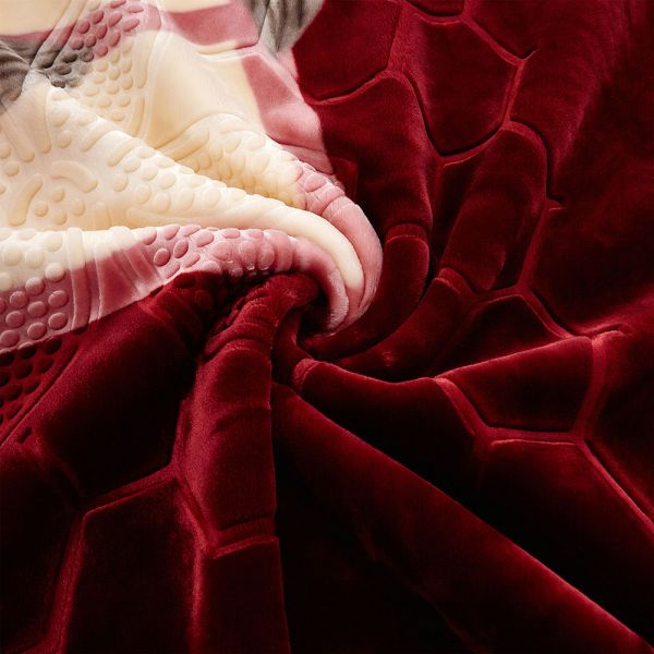 JML Fleece Blanket King Size, Heavy Korean Mink Blanket 85 X 95 Inches- 9 Lbs, Single Ply, Soft and Warm, Thick Raschel Printed Mink Blanket for Autumn,Winter,Bed,Home,Gifts, Burgundy Flower 