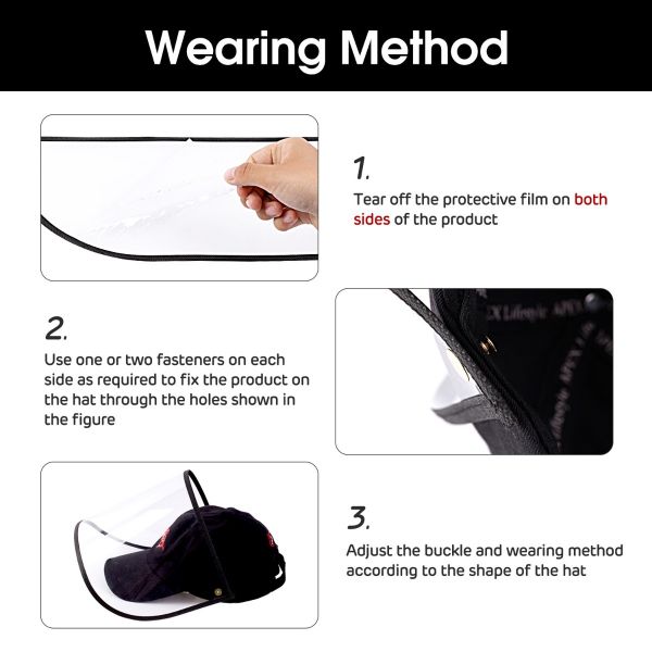 10 Pack All-Round Protection Hat Shield, Compatible with Baseball Cap, Anti-Fog Clear Film Protect Full Face