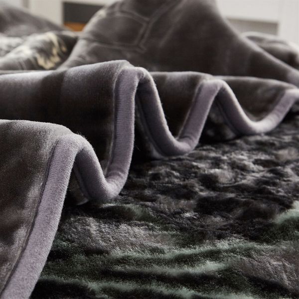 JML Fleece Blanket King Size, Heavy Korean Mink Blanket 85 X 95 Inches- 9 Lbs, Single Ply, Soft and Warm, Thick Raschel Printed Mink Blanket for Autumn,Winter,Bed,Home,Gifts, Dark gray