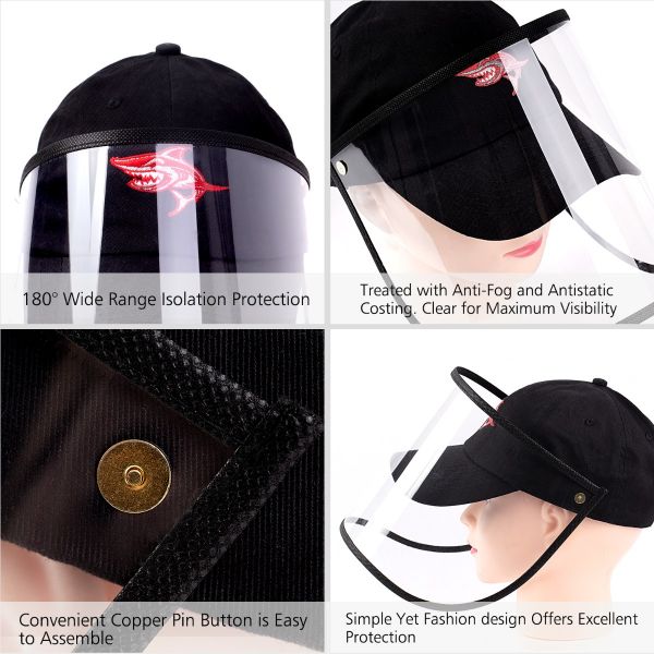10 Pack All-Round Protection Hat Shield, Compatible with Baseball Cap, Anti-Fog Clear Film Protect Full Face