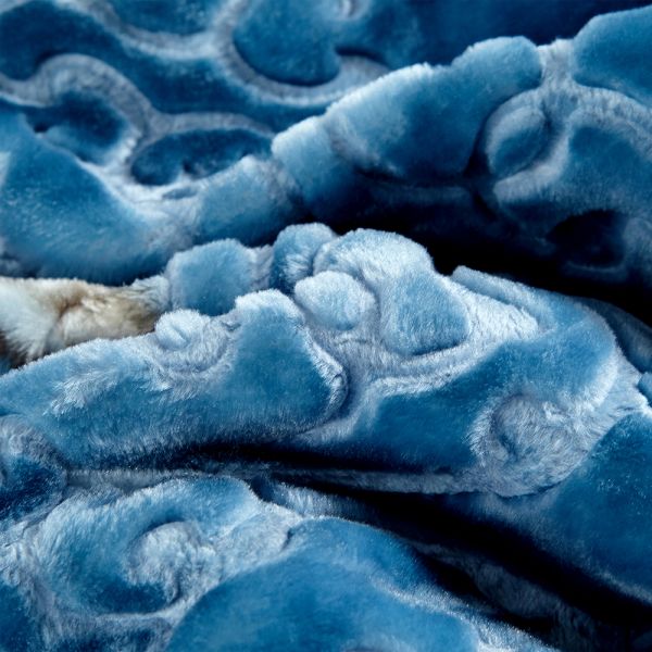 JML Sherpa Flannel Blanket, 3-Piece Fleece Blanket King with Pillow Shams, Blue