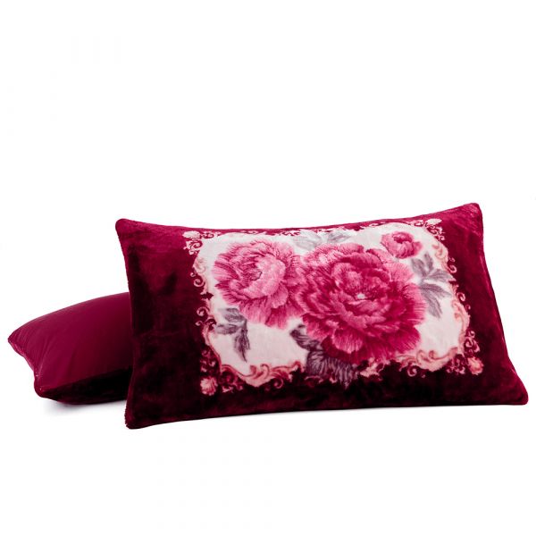 JML Sherpa Flannel Blanket, 3-Piece Fleece Blanket King with Pillow Shams, Burgundy