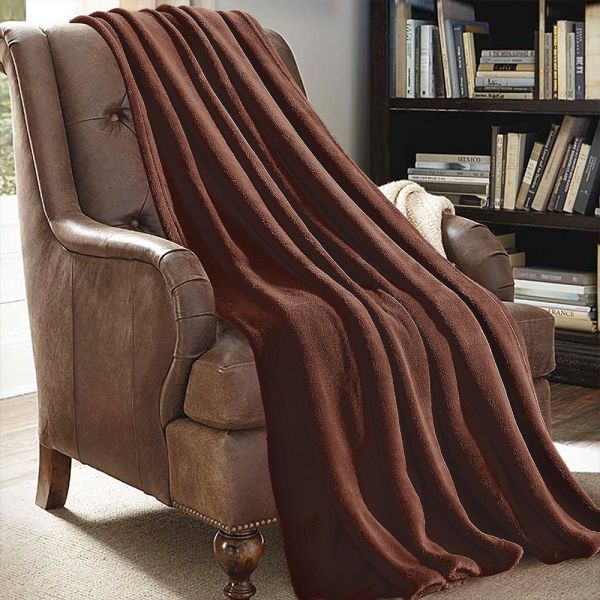 JML Flannel Blanket Sofa Couch Throw Blanket Super Soft,Pet,Travel,Home,Bed,Chair Decor- Coffee