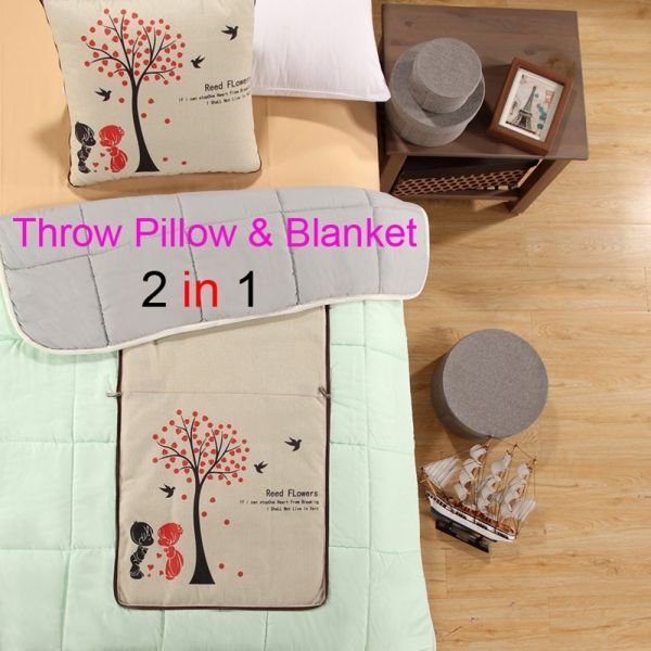 Fasisa Throw Pillow for Sofa & Blanket 2 in 1, Textured Decorative Square Pillow Case with Insert 18