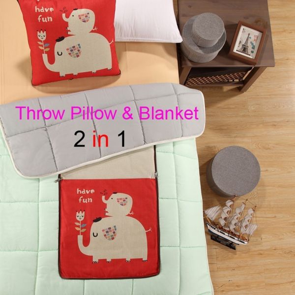 Fasisa Throw Pillow for Sofa & Blanket 2 in 1, Textured Decorative Square Pillow Case with Insert 18