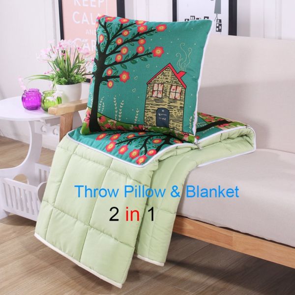 Fasisa Throw Pillow for Sofa & Blanket 2 in 1, Textured Decorative Square Pillow Case with Insert 18