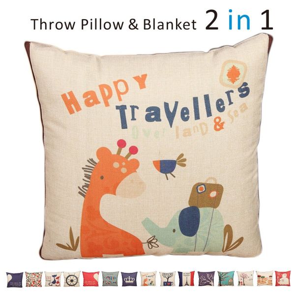Fasisa Throw Pillow for Sofa & Blanket 2 in 1, Textured Decorative Square Pillow Case with Insert 18
