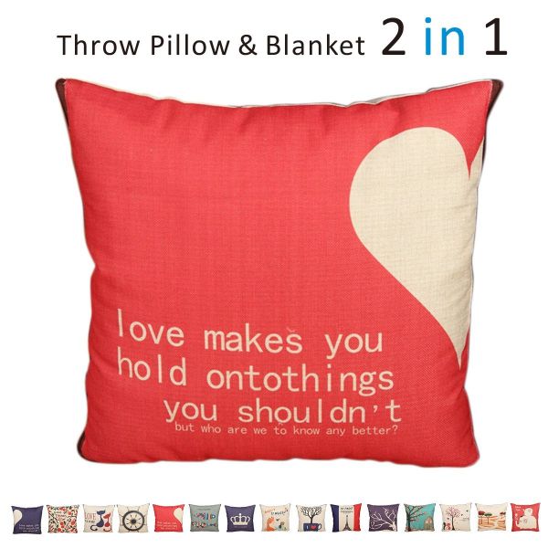 Fasisa Throw Pillow for Sofa & Blanket 2 in 1, Textured Decorative Square Pillow Case with Insert 18