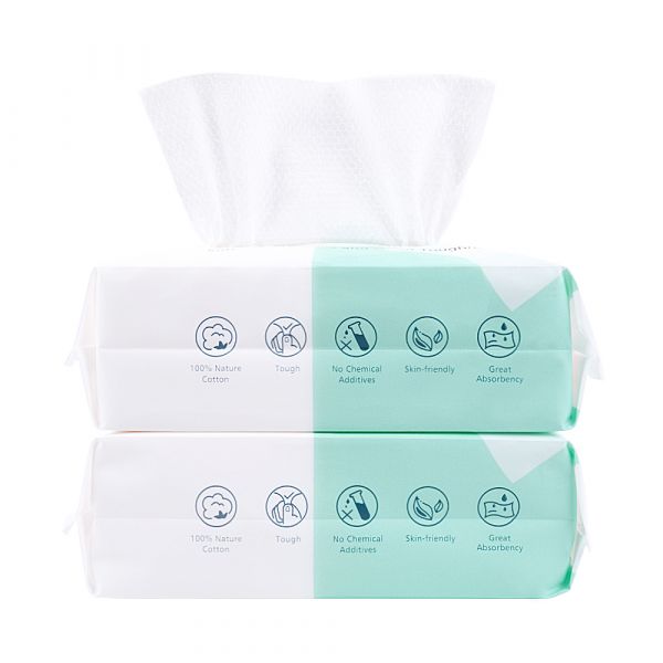 Cotton Facial Tissue 2 Pack, Extra Thick 120 Sheets Super Soft Makeup Tissues, Bubble Embossed, Fluorescer-free, Lint-free, Bathroom Tissue for Sensitive Skin