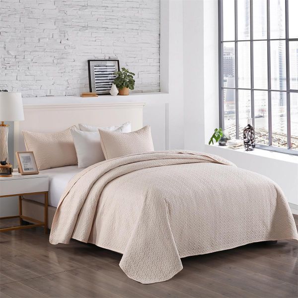 JML Quilt Set 3-Piece Bedspread Coverlet with Shams Soft Brushed Microfiber, Lightweight Hypoallergenic All-Season Quilt Bedding (92