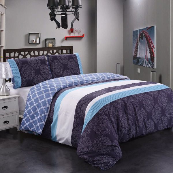 JML Duvet Cover, 3 Piece Duvet Cover Set, Soft Breathable Brushed Microfiber, black