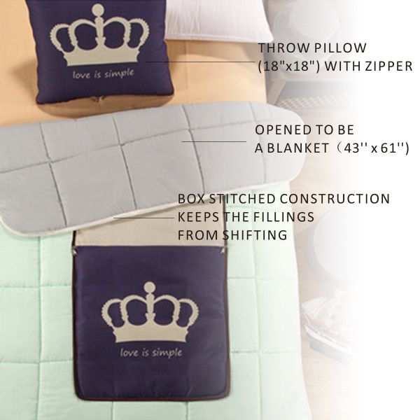Fasisa Throw Pillow for Sofa & Blanket 2 in 1, Textured Decorative Square Pillow Case with Insert 18