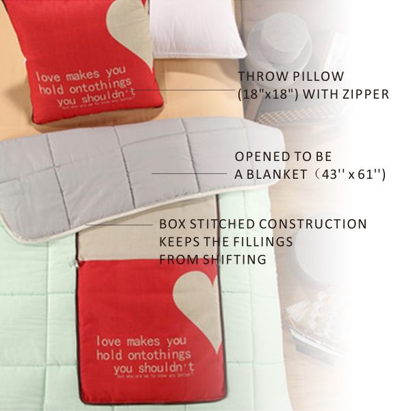 Fasisa Throw Pillow for Sofa & Blanket 2 in 1, Textured Decorative Square Pillow Case with Insert 18