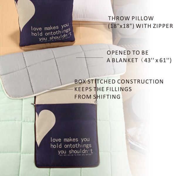 Fasisa Throw Pillow for Sofa & Blanket 2 in 1, Textured Decorative Square Pillow Case with Insert 18