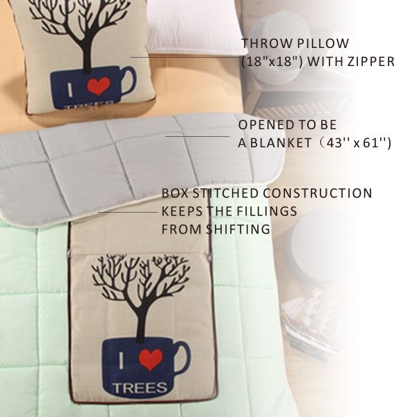 Fasisa Throw Pillow for Sofa & Blanket 2 in 1, Textured Decorative Square Pillow Case with Insert 18