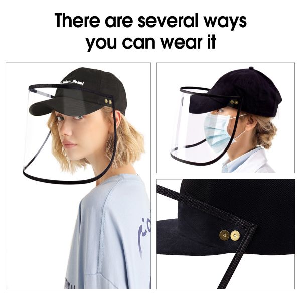 10 Pack All-Round Protection Hat Shield, Compatible with Baseball Cap, Anti-Fog Clear Film Protect Full Face