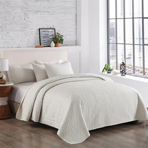 JML Quilt Set 3-Piece Bedspread Coverlet with Shams Soft Brushed Microfiber, Lightweight Hypoallergenic All-Season Quilt Bedding (Snow White)