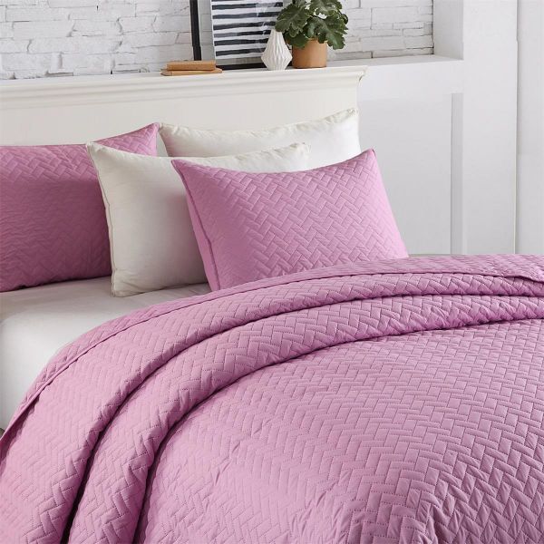 JML Quilt Set 3-Piece Bedspread Coverlet with Shams - Soft Brushed Microfiber, Lightweight Hypoallergenic All-Season Quilt Bedding (Pastel Lavender)