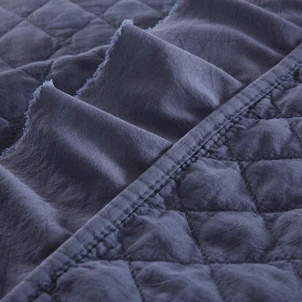 JML Quilts, Stone Washed Microfiber 3 Pieces Bedspreads Coverlet with Ruffle - Super Soft, Oversized Vintage Quilt Set, Navy Blue