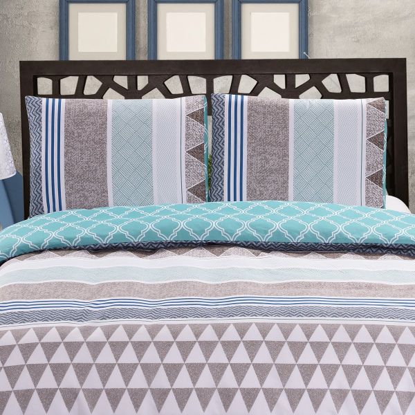 JML Duvet Cover, 3 Piece Duvet Cover Set, Soft Breathable Brushed Microfiber, blue