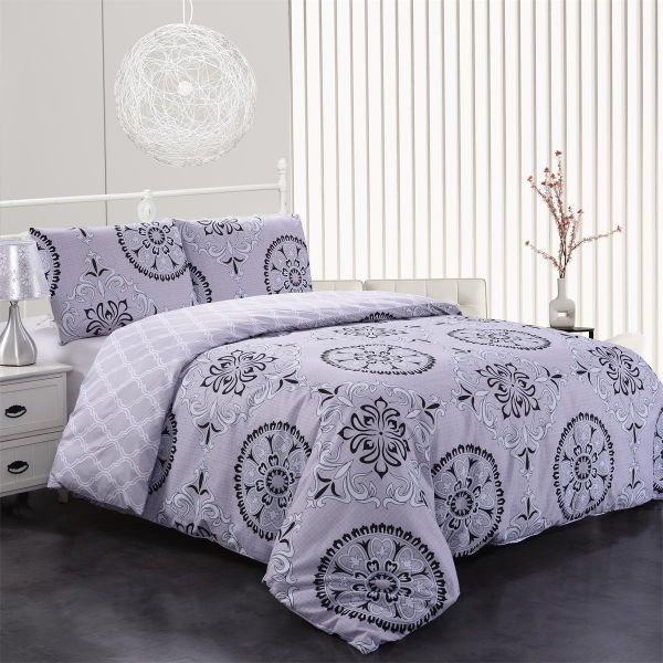 JML Duvet Cover, 3 Piece Duvet Cover Set, Soft Breathable Brushed Microfiber, light grey