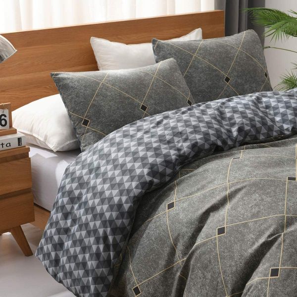 JML Duvet Cover, 3 Piece Duvet Cover Set, Soft Breathable Brushed Microfiber, gray