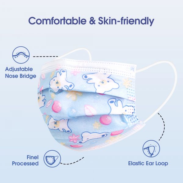 Disposable Kids Mask 3 Layer Protection 20 pcs-Boy