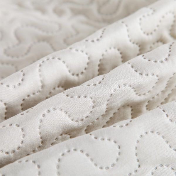 JML Quilt Set, 3 Piece Reversible Quilt Set - Patchwork Quilt - Soft Microfiber Lightweight Coverlet Bedspread for All Season - Light Grey (Includes 1 Quilt, 2 Shams)