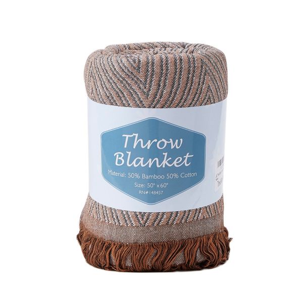 JML Throw Blanket Soft Jacquard Organic Bamboo Cotton Throw Blanket for Couch Shawls and Wraps Cotton Blanket with Tassels for Bed Home Sofa Chair Travel Lap Summer Adult,50