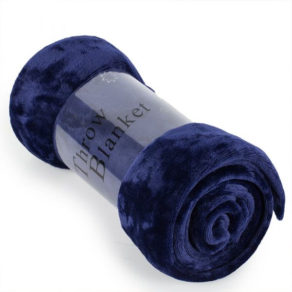 JML Flannel Blanket Sofa Couch Throw Blanket Super Soft,Pet,Travel,Home,Bed,Chair Decor- Navy