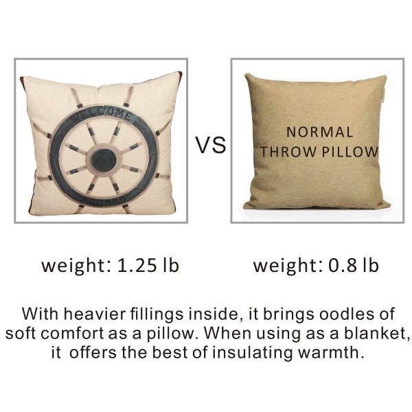 Fasisa Throw Pillow for Sofa & Blanket 2 in 1, Textured Decorative Square Pillow Case with Insert 18