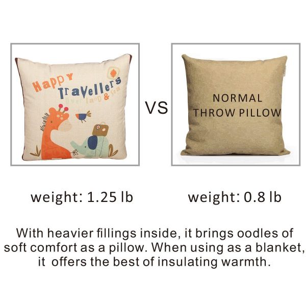 Fasisa Throw Pillow for Sofa & Blanket 2 in 1, Textured Decorative Square Pillow Case with Insert 18