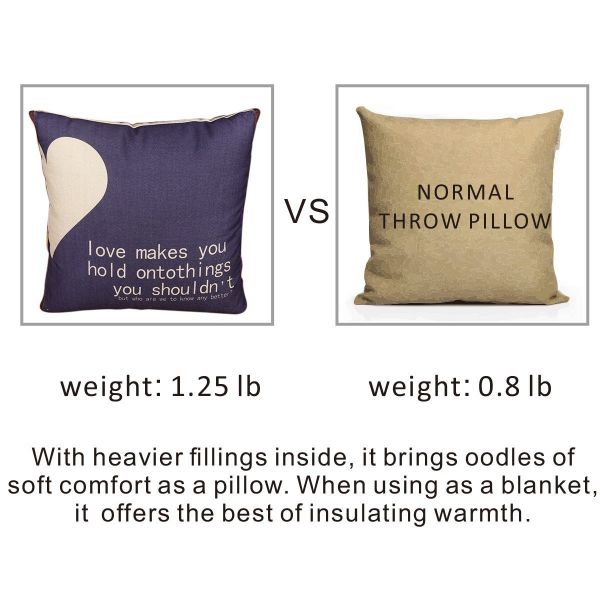 Fasisa Throw Pillow for Sofa & Blanket 2 in 1, Textured Decorative Square Pillow Case with Insert 18