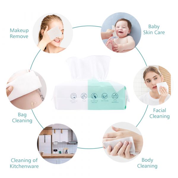 Cotton Facial Tissue 2 Pack, Extra Thick 120 Sheets Super Soft Makeup Tissues, Bubble Embossed, Fluorescer-free, Lint-free, Bathroom Tissue for Sensitive Skin