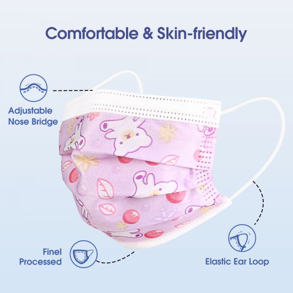 Disposable Kids Mask 3 Layer Protection 20 pcs-Girl