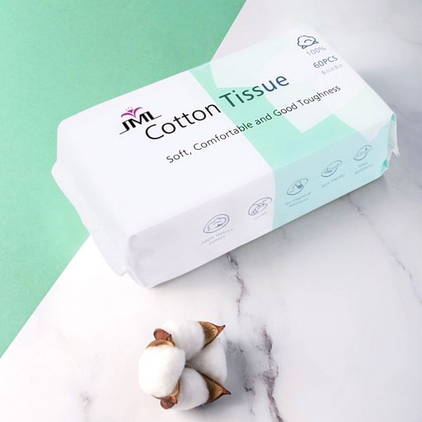 Cotton Facial Tissue 2 Pack, Extra Thick 120 Sheets Super Soft Makeup Tissues, Bubble Embossed, Fluorescer-free, Lint-free, Bathroom Tissue for Sensitive Skin