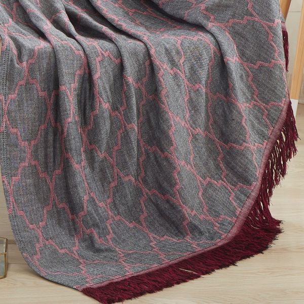 JML Bamboo Cotton Throw Blanket- Soft Jacquard Organic Throw Blanket with Tassels Shawls and Wraps Cotton Blankets for Couch Bed Sofa Chair Travel Lap Summer Adult,50