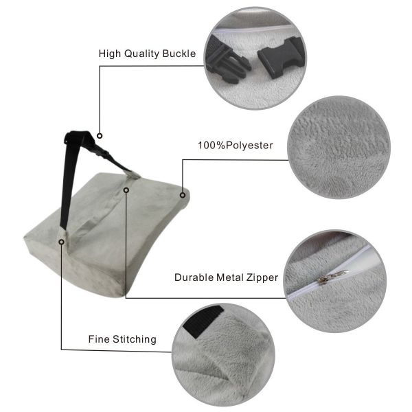 Fasisa Lumbar Pillow - Soft Velour Cover Memory Foam Insert - Orthopedic Design for Lower Back Pain Relief , Silver