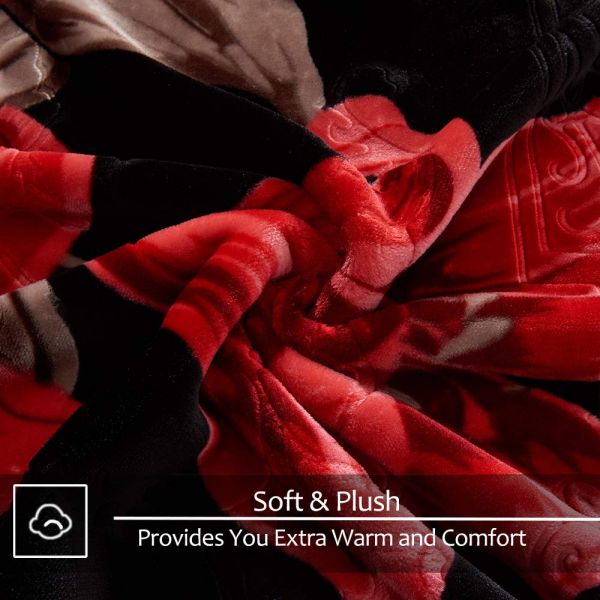 Heavy Korean Mink Fleece Blanket – 2 Ply Reversible 520GSM Silky Soft Plush Warm Blanket For Autumn Winter,Black
