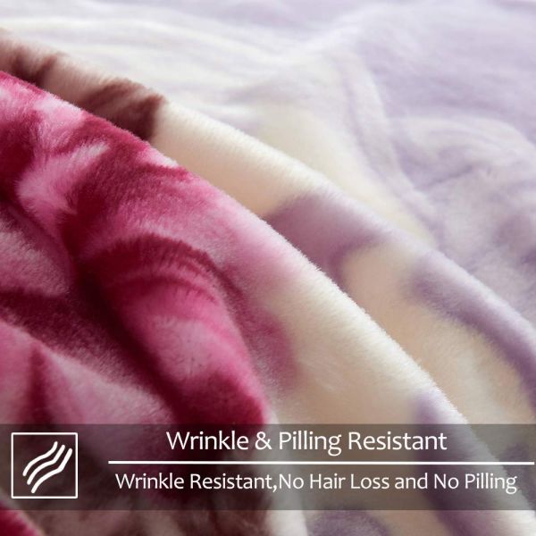 Heavy Korean Mink Fleece Blanket – 2 Ply Reversible 520GSM Silky Soft Plush Warm Blanket for Autumn Winter,light purple