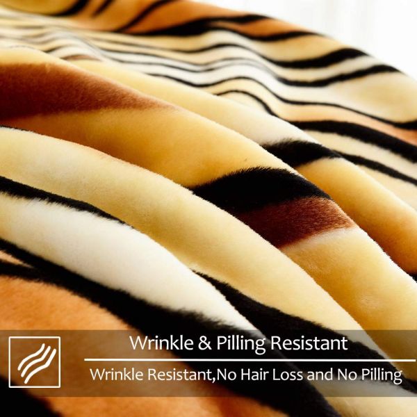 Heavy Korean Mink Fleece Blanket – 2 Ply Reversible 520GSM Silky Soft Plush Warm Blanket For Autumn Winter,tiger